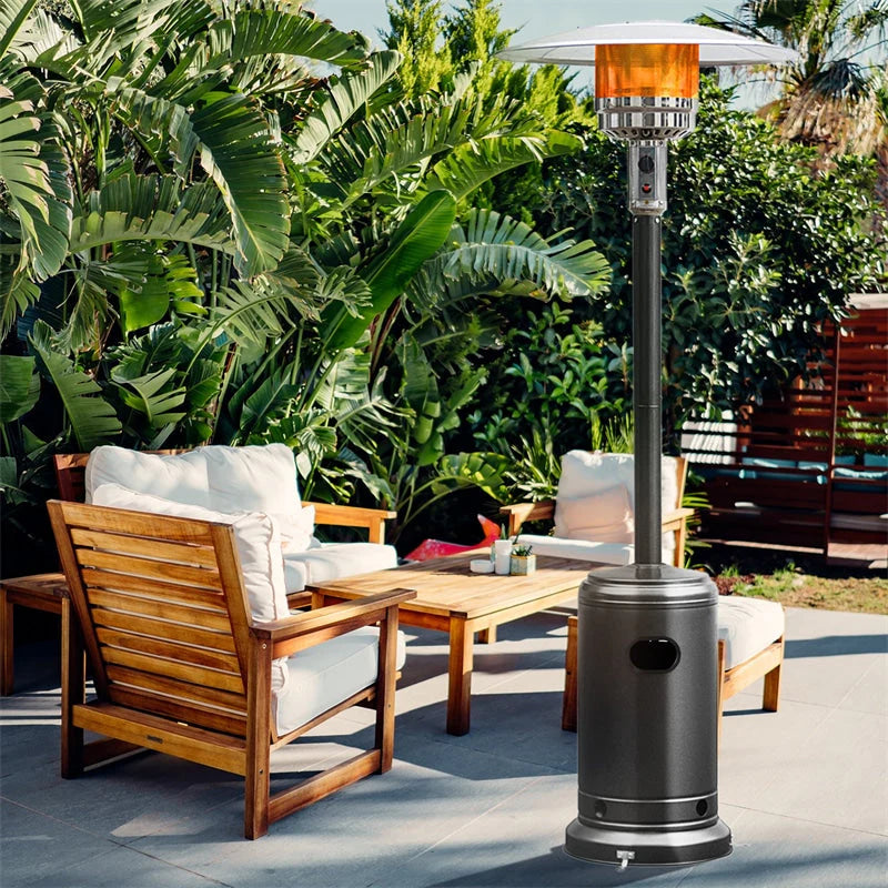 50, 000 BTU Propane Patio Heater, Standing Stainless Steel Outdoor Heater with Wheels, Triple Protection - Product image 25