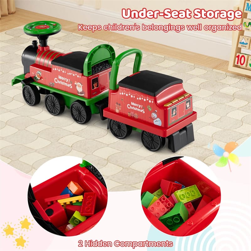 6V 2-Seater Ride On Train with Detachable Carriage, Under-Seat Storage, Whistle & Flashing LED Lights - Product image 18