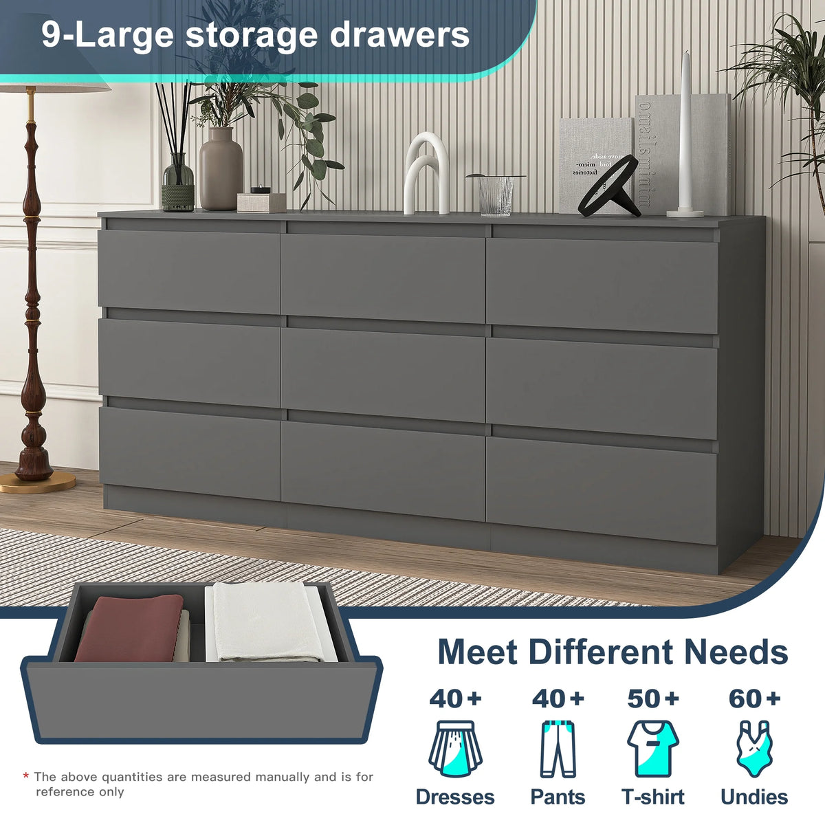 Kadyn Modern 6 Drawer Dresser Wood Cabinet, Dresser for Bedroom, Kitchen Storage Cabinet with Drawers - Product image 80