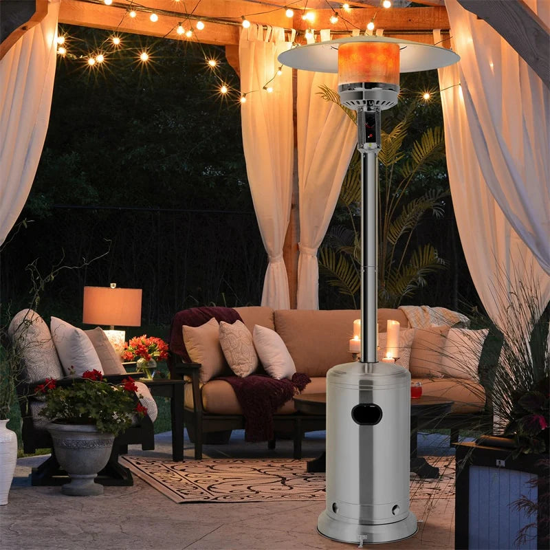 50, 000 BTU Propane Patio Heater, Standing Stainless Steel Outdoor Heater with Wheels, Triple Protection - Product image 16
