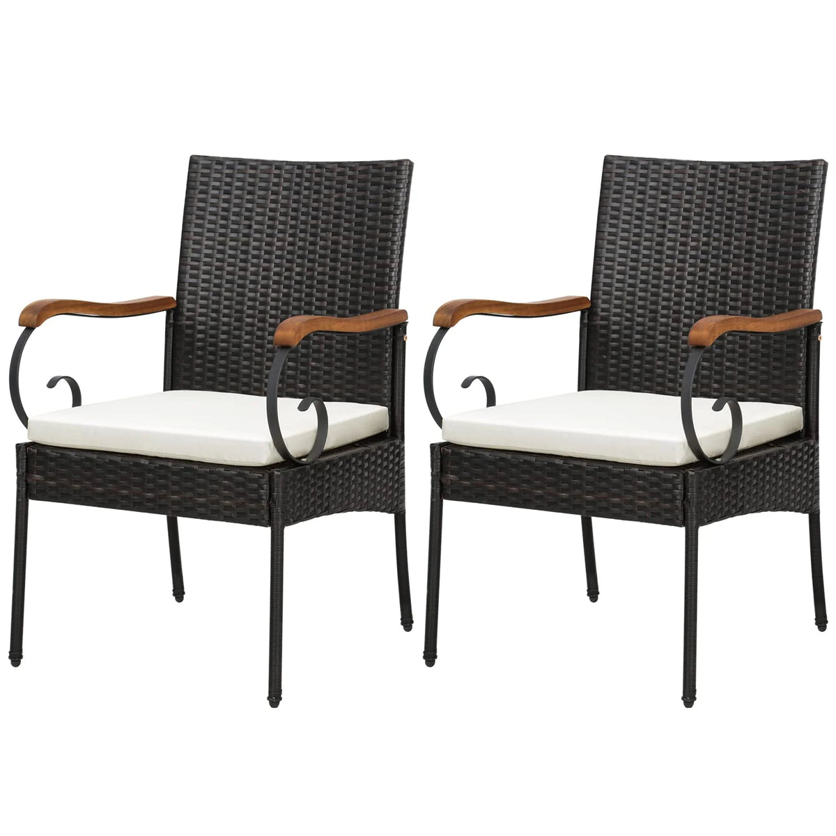 Set of 2, Outdoor PE Rattan Chairs with Soft Zippered Cushion, Heavy-Duty Metal Frame & All-Weather Wicker - Product image 1