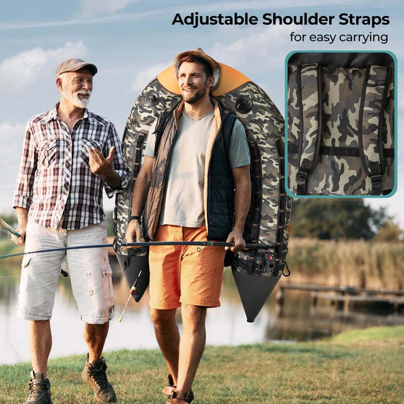 Inflatable Fishing Float Tube, 350LBS Portable Belly Boat with Rod Rack Basket, Fish Finder Holder - Product image 4