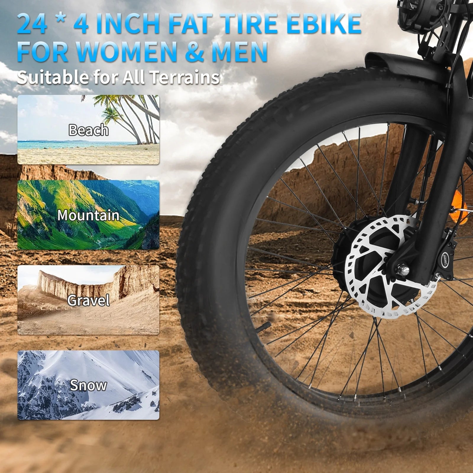 3000W Peak Dual Motor E - Bike, 52V 25AH Battery Elec - Tric Bike for Adults, 35MPH Mountain AWD 7 - Product image 6