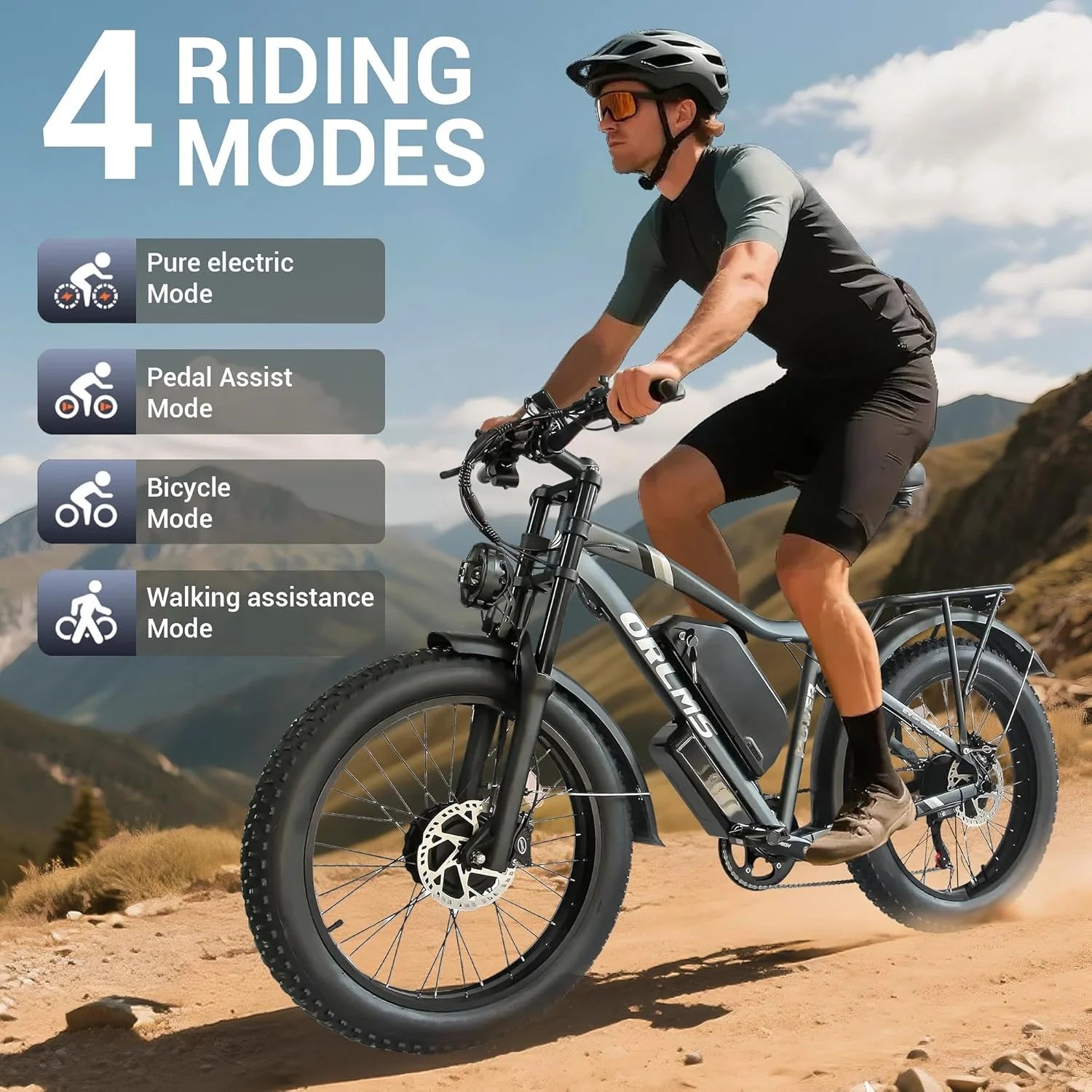 3000W Peak Dual Motor E - Bike, 52V 25AH Battery Elec - Tric Bike for Adults, 35MPH Mountain AWD 7 - Product image 11