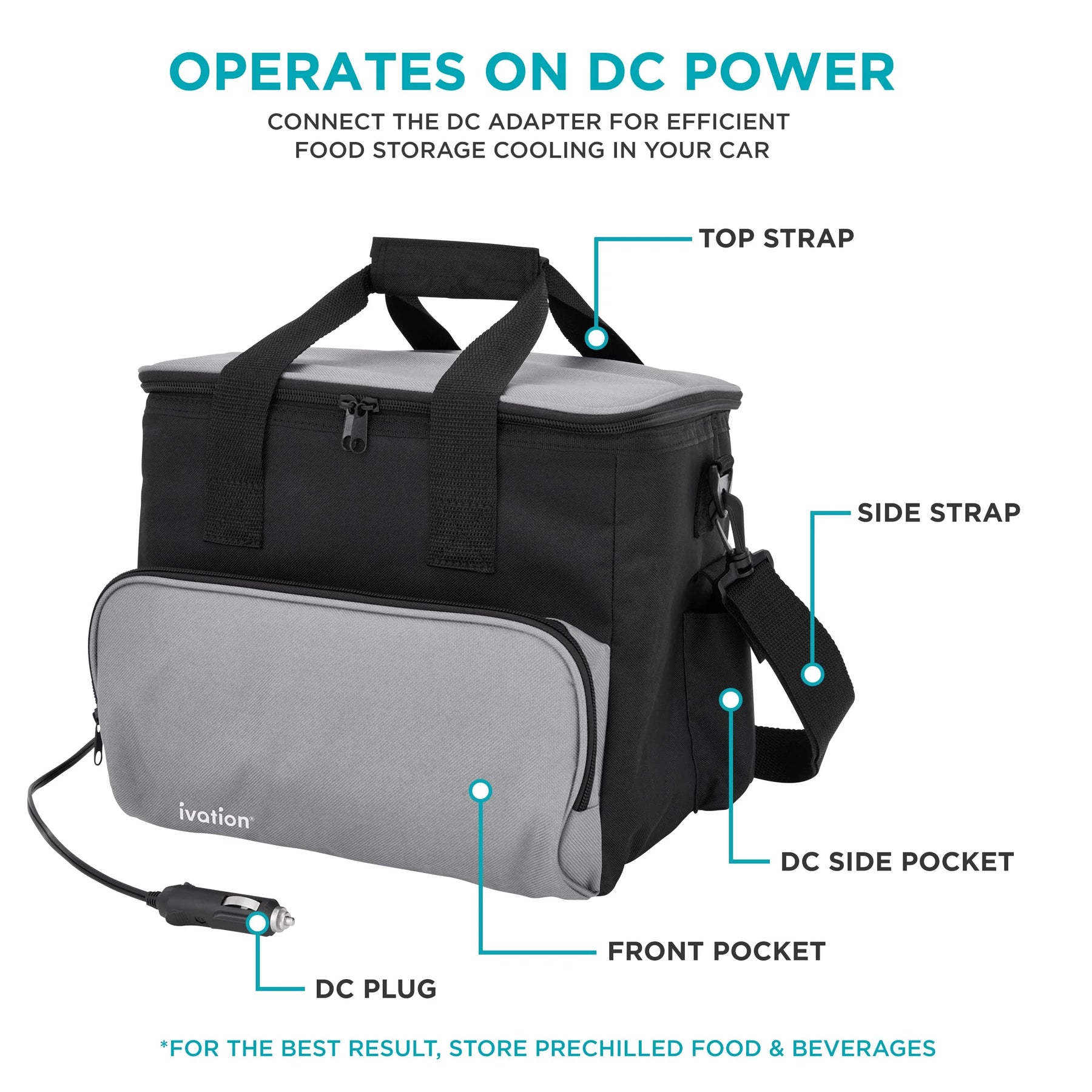 Ivation Portable Electric Cooler Bag - 15 L Soft Sided Thermoelectric Travel Cooler with Shoulder Strap - Product image 2