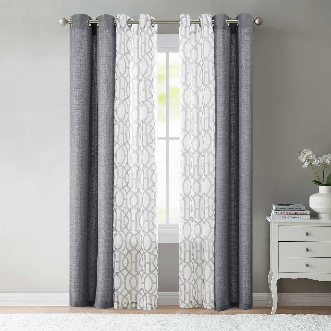 Mainstays Kingswood 4 Piece Window Curtain Set, Gray - Product image 1