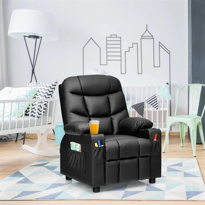 Kids Recliner Chair PU Leather Adjustable Lounge Sofa with Cup Holder, 3 Pockets & Retractable Footrest - Product image 27
