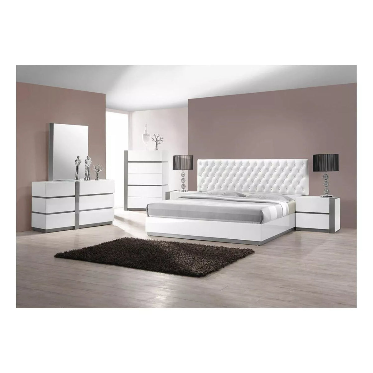 3 - Piece Modern Bedroom Furniture Set, California King Platform Bed with 2x Nightstand - Product image 5