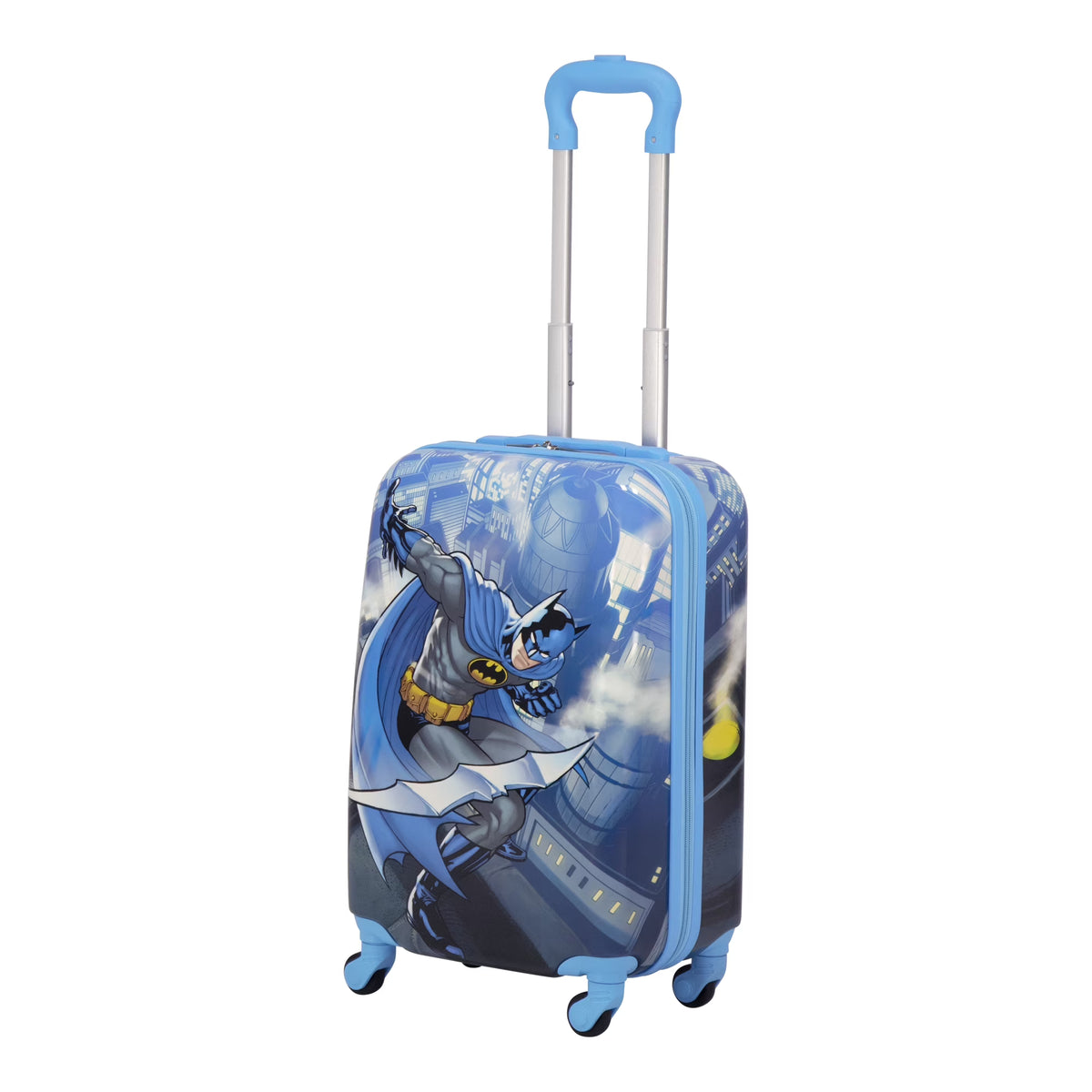 DC Comics Batman 21 in Kids Rolling Luggage, Hardshell Carry on Suitcase with Wheels, Blue