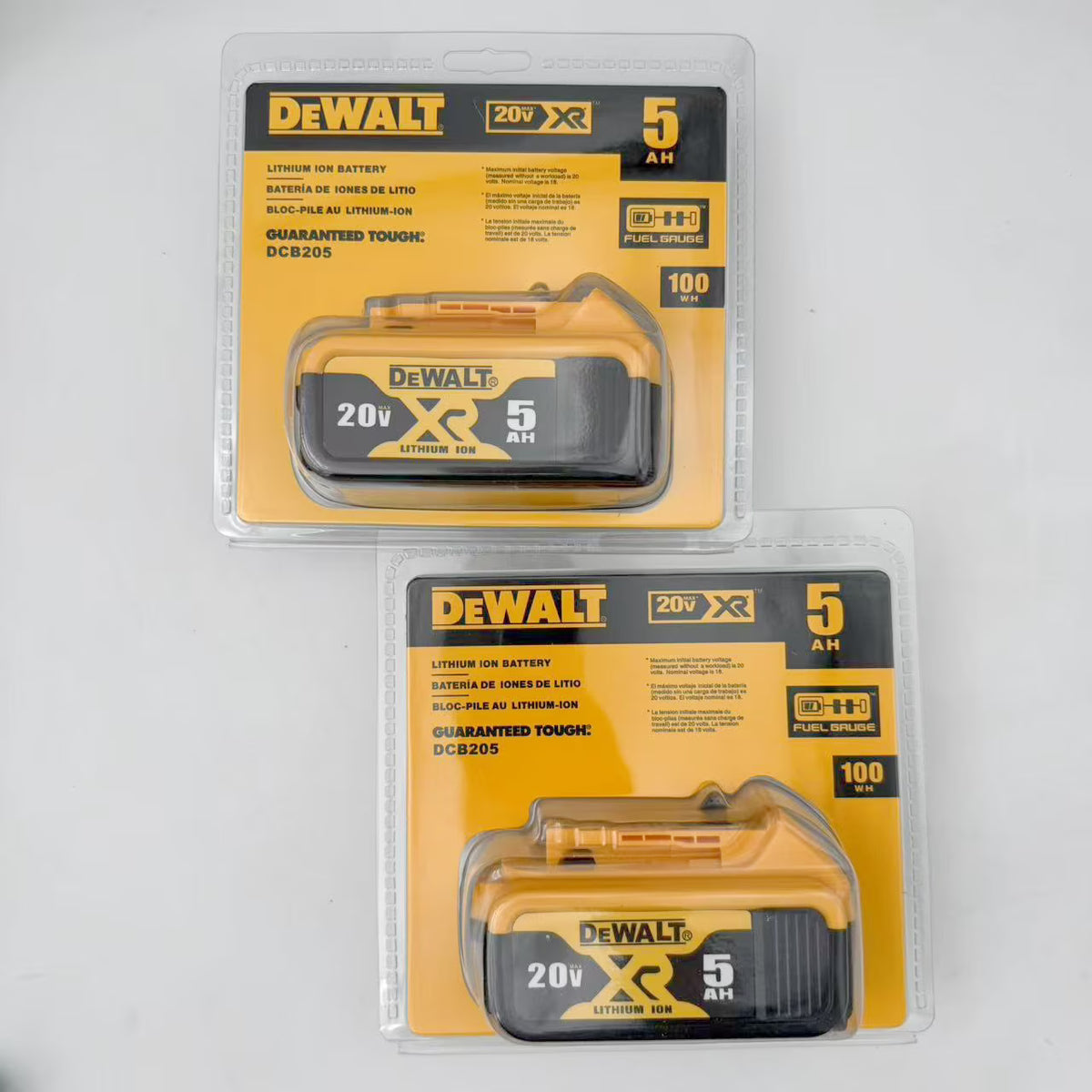 For DEWALT DCB205 20V 5.0ah XR Power Tool Battery, 2 Pack - Product image 1