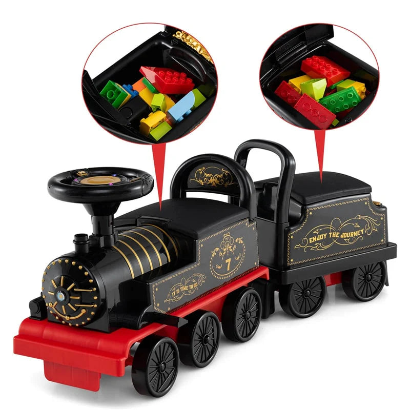 6V 2-Seater Ride On Train with Detachable Carriage, Under-Seat Storage, Whistle & Flashing LED Lights - Product image 3