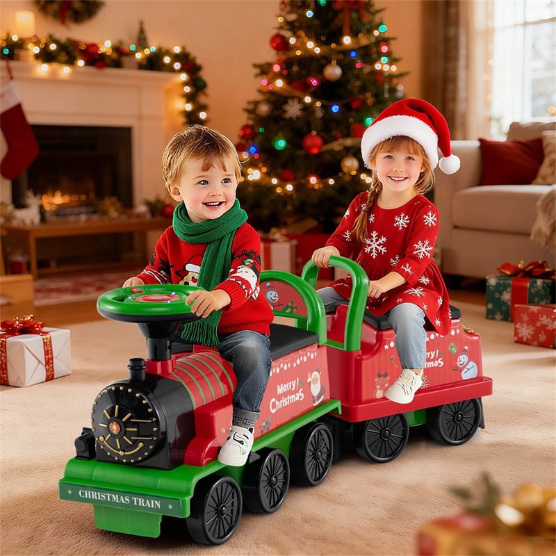 6V 2-Seater Ride On Train with Detachable Carriage, Under-Seat Storage, Whistle & Flashing LED Lights - Product image 14