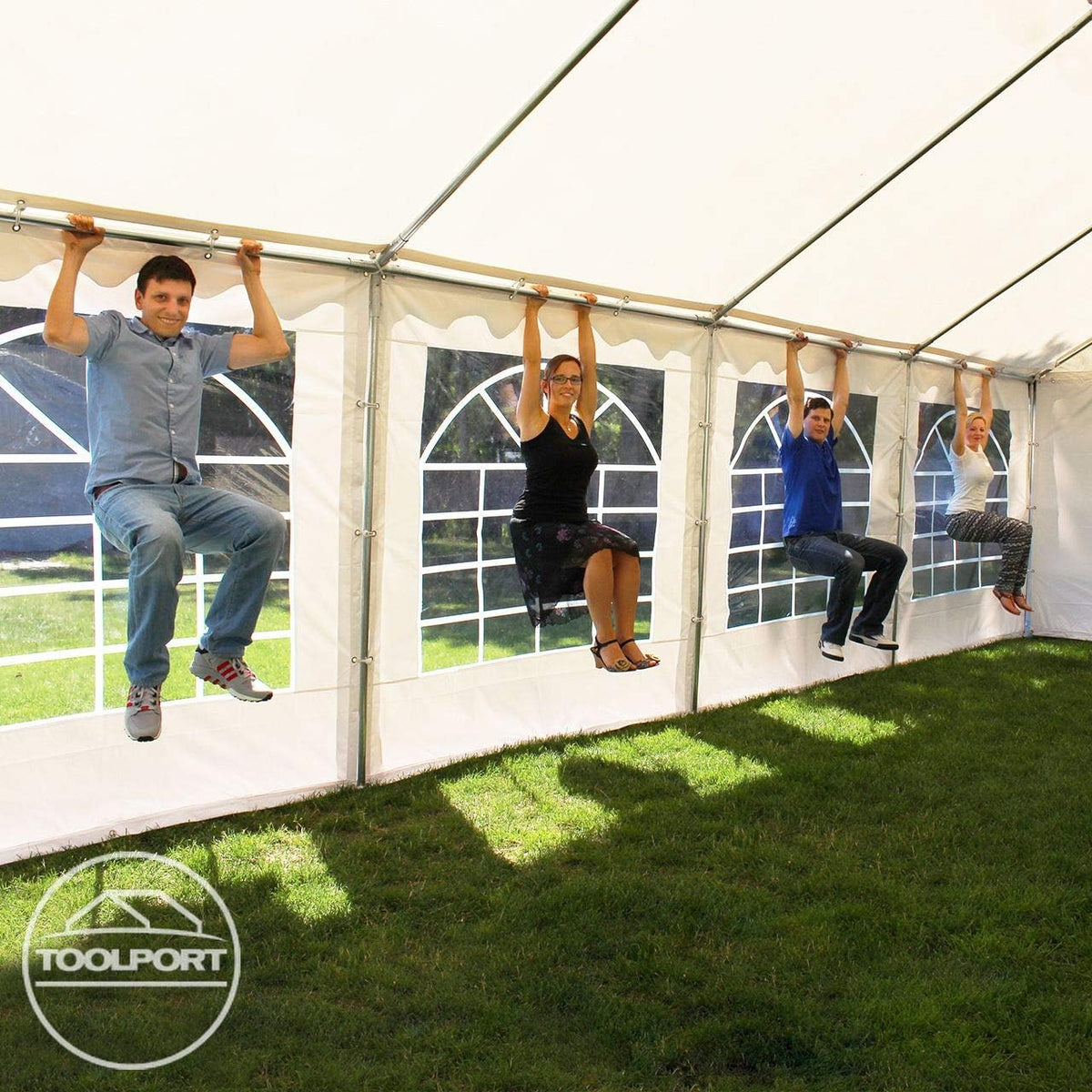 TOOLPORT 3x6 m Party Tent/Barnum Grey-White High Quality Canvas PVC 700 N