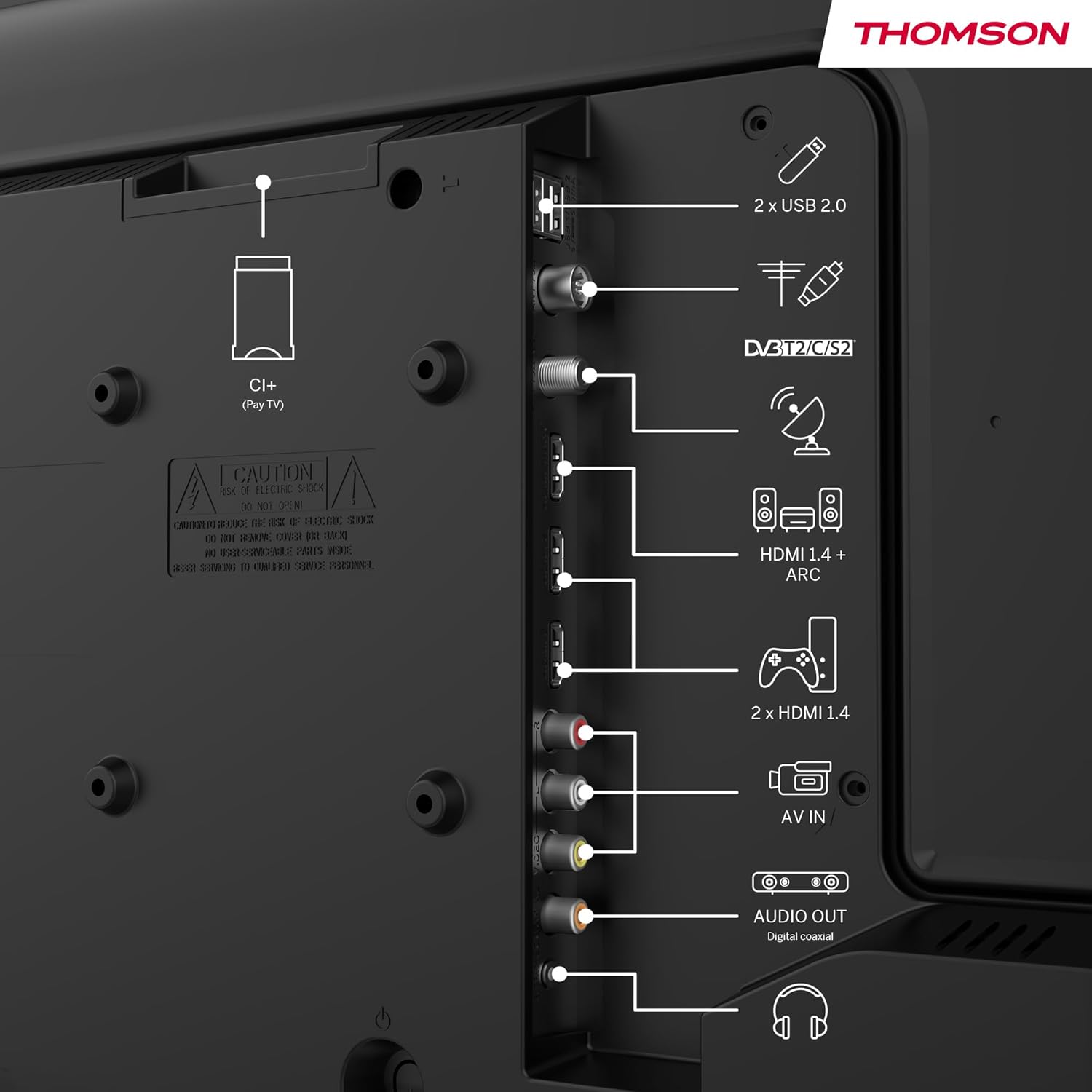 THOMSON 24 Inch (60 cm) LED HD Easy TV - Non Smart - Hotel Mode USB HDMI Triple-Tuner (Cable/Satellite/Antenna) AV in CI+ A+ Panel - 24HD2S13