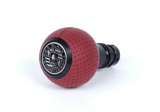 BFI GS2 Heavy Weight Shift Knob - Magma Red Air Leather - Black Anodized (MINI Fitment)