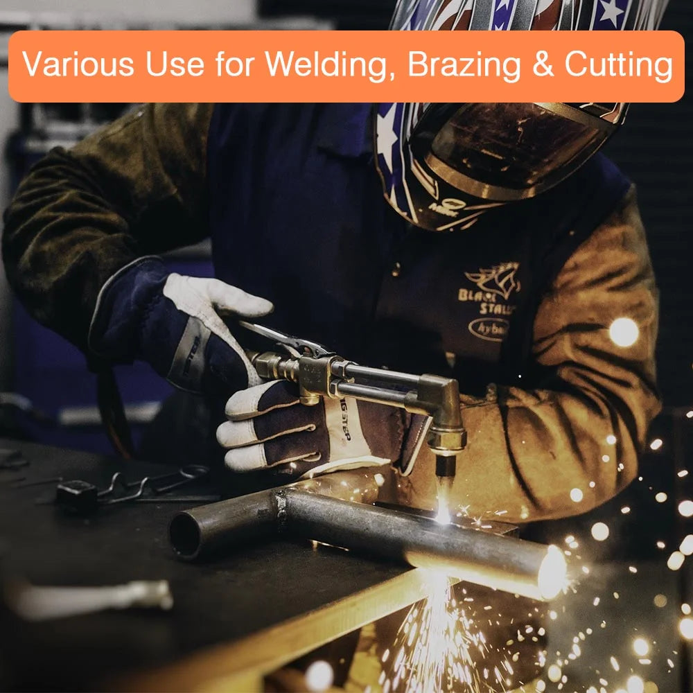 Yescom DOT Oxy Acetylene Torch Kit Gas Tank Brazing Welding Cutting Black Holder Gauge Portable Brass - Product image 2