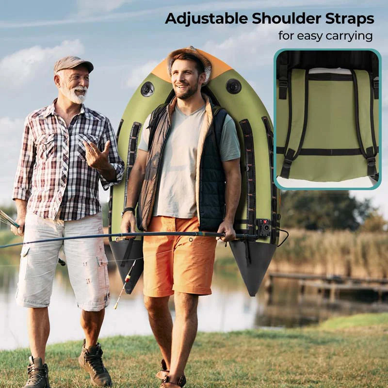 Inflatable Fishing Float Tube, 350LBS Portable Belly Boat with Rod Rack Basket, Fish Finder Holder - Product image 13