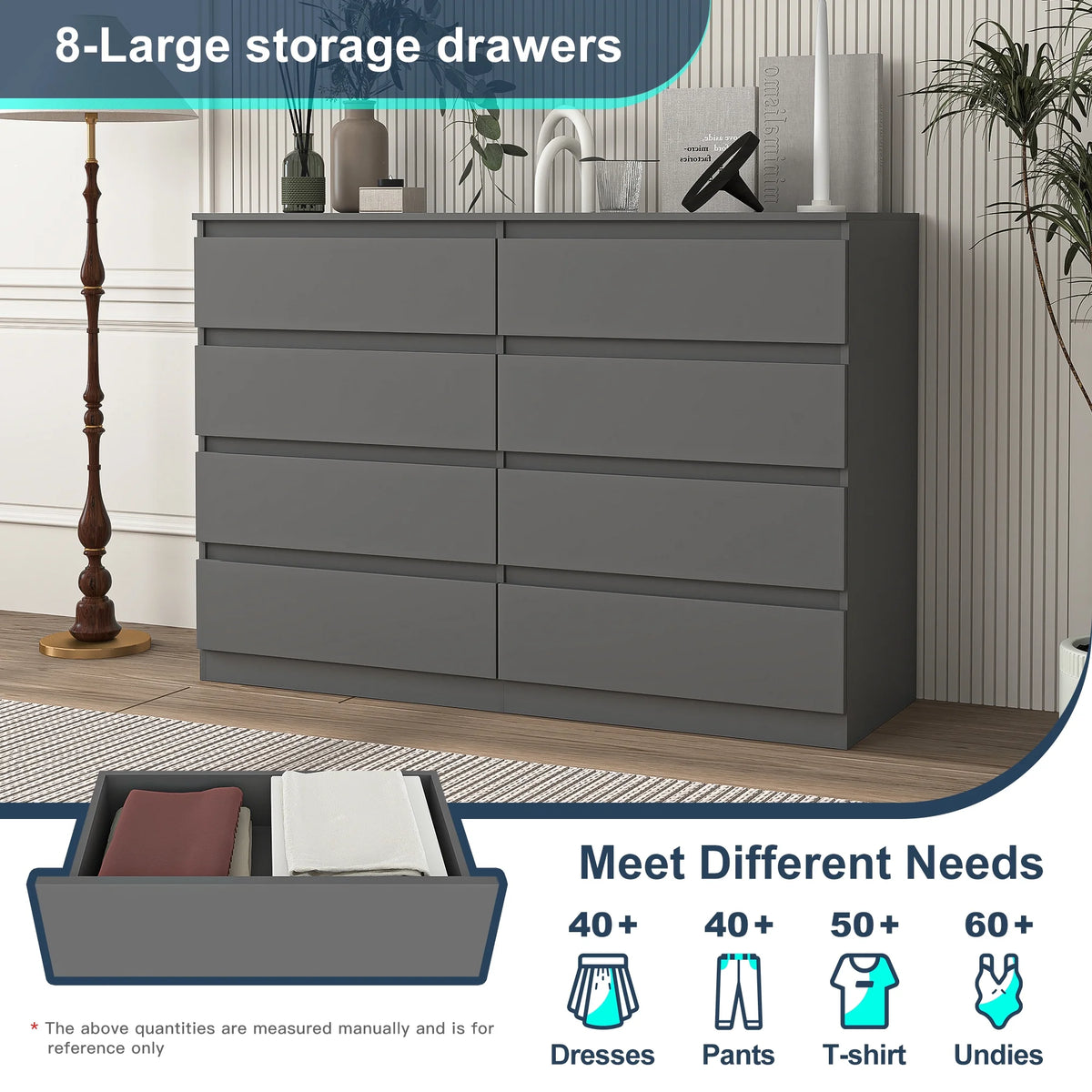 Kadyn Modern 6 Drawer Dresser Wood Cabinet, Dresser for Bedroom, Kitchen Storage Cabinet with Drawers - Product image 34