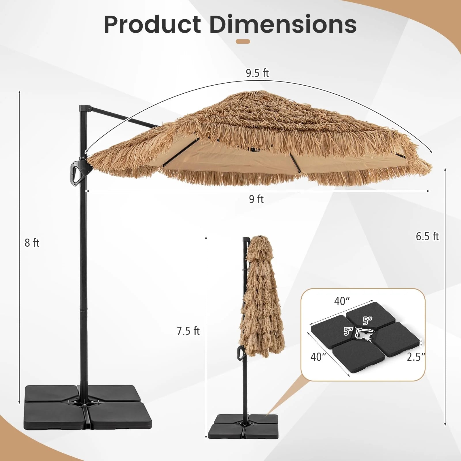 Tangkula 9.5ft Tiki Patio Umbrella with Base Included - Product image 2