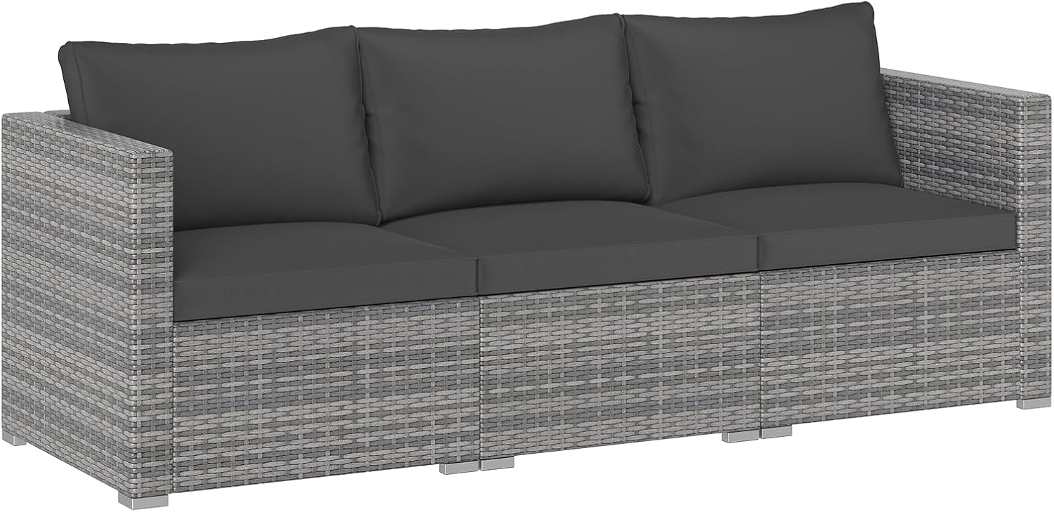 Tangkula Outdoor Patio 3 Seat Sofa Set - PE Rattan Modular Cushioned Sectional Couch Furniture Set - Product image 11