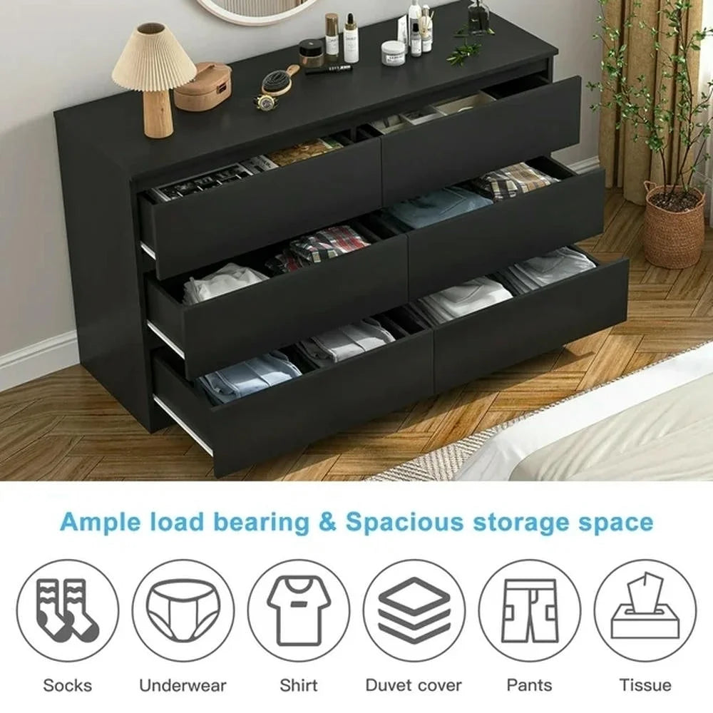 Kadyn Modern 6 Drawer Dresser Wood Cabinet, Dresser for Bedroom, Kitchen Storage Cabinet with Drawers - Product image 6