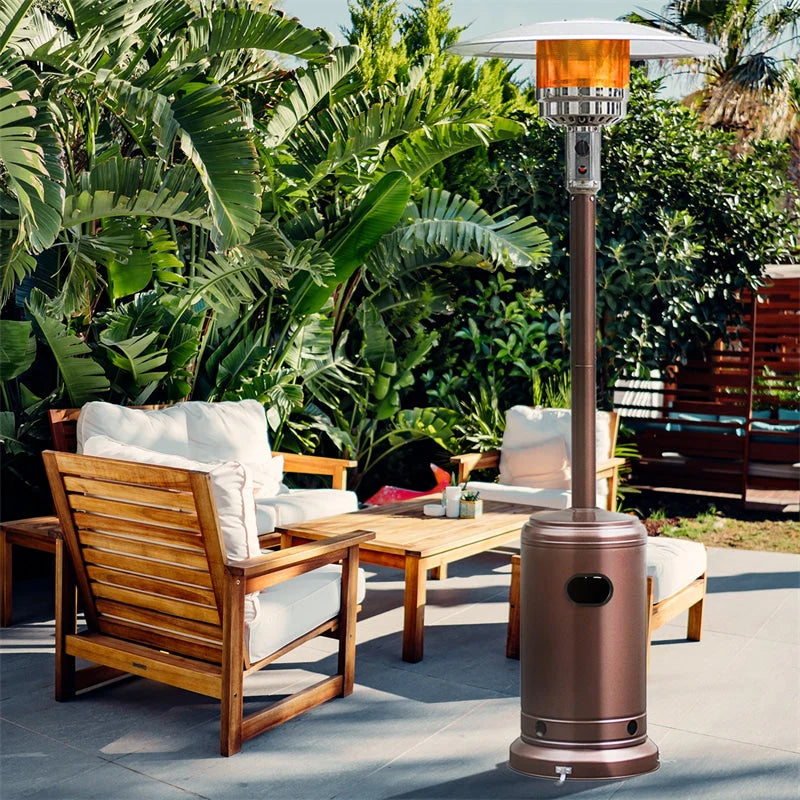 50, 000 BTU Propane Patio Heater, Standing Stainless Steel Outdoor Heater with Wheels, Triple Protection - Product image 1