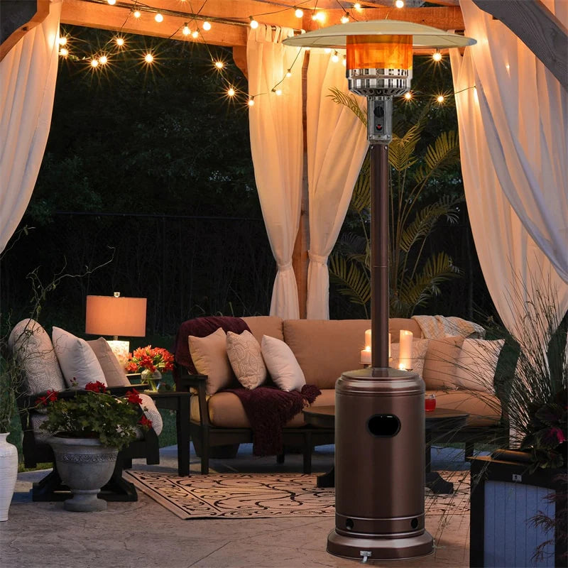 50, 000 BTU Propane Patio Heater, Standing Stainless Steel Outdoor Heater with Wheels, Triple Protection - Product image 4