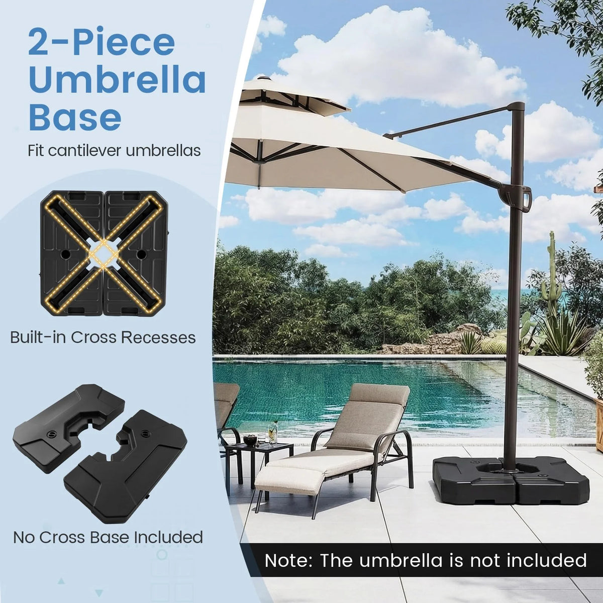 274 LBS Cantilever Patio Umbrella Base with Handles - Product image 5