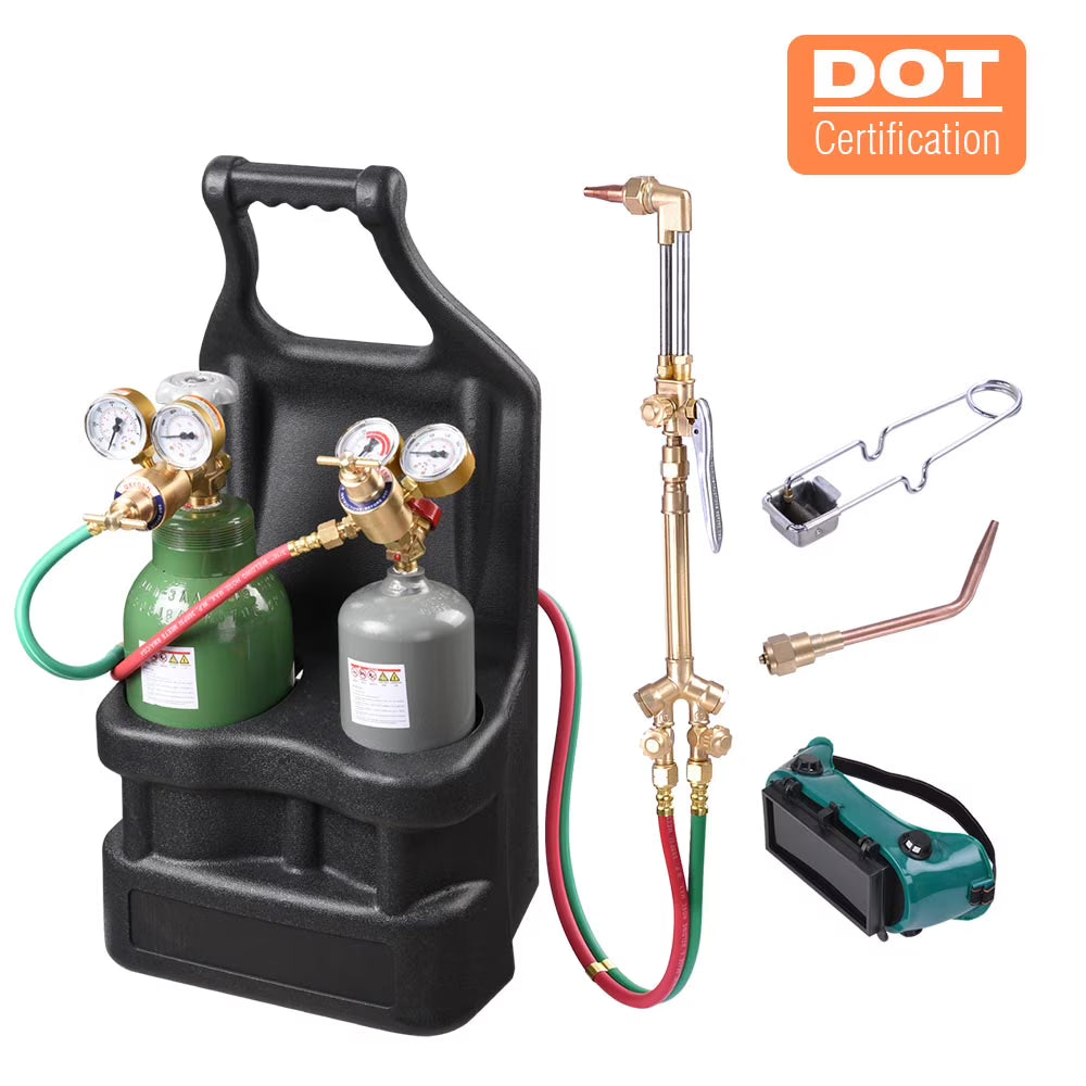 Yescom DOT Oxy Acetylene Torch Kit Gas Tank Brazing Welding Cutting Black Holder Gauge Portable Brass - Product image 1