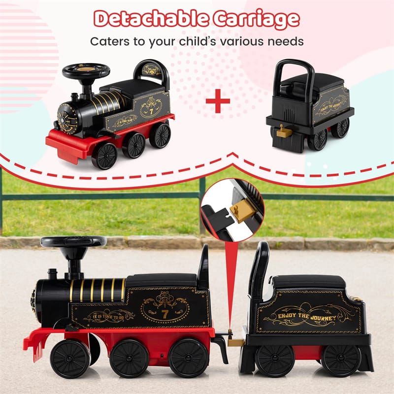 6V 2-Seater Ride On Train with Detachable Carriage, Under-Seat Storage, Whistle & Flashing LED Lights - Product image 5