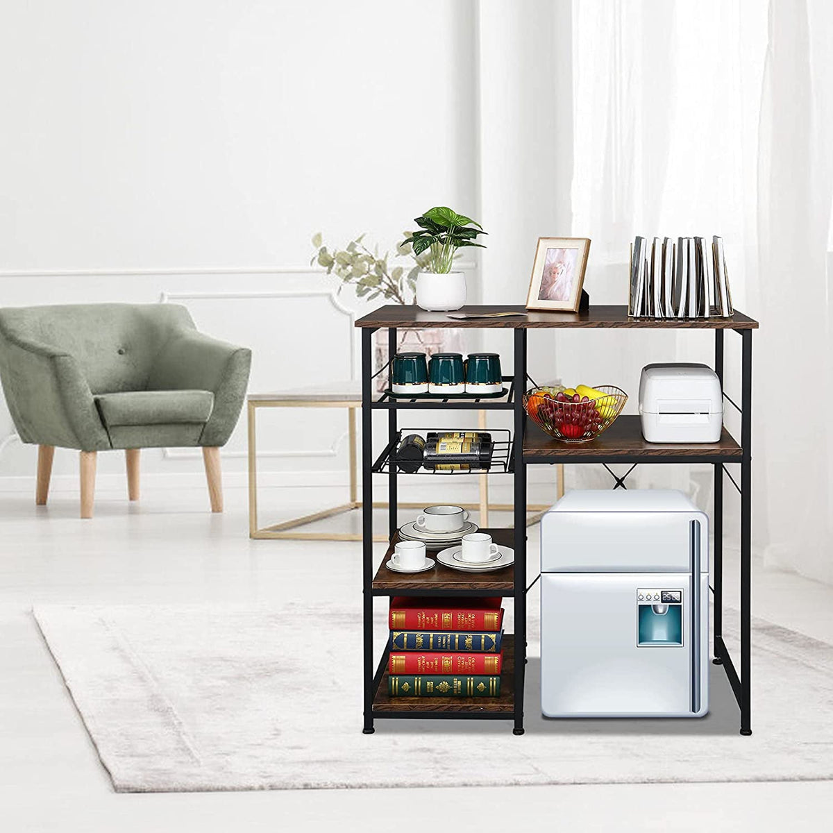 Microwave Stand 4-Tiers Kitchen Storage Fit Mini Fridge Baker¡ ̄s Rack Shelving Utility Coffee Bar with Big - Product image 8