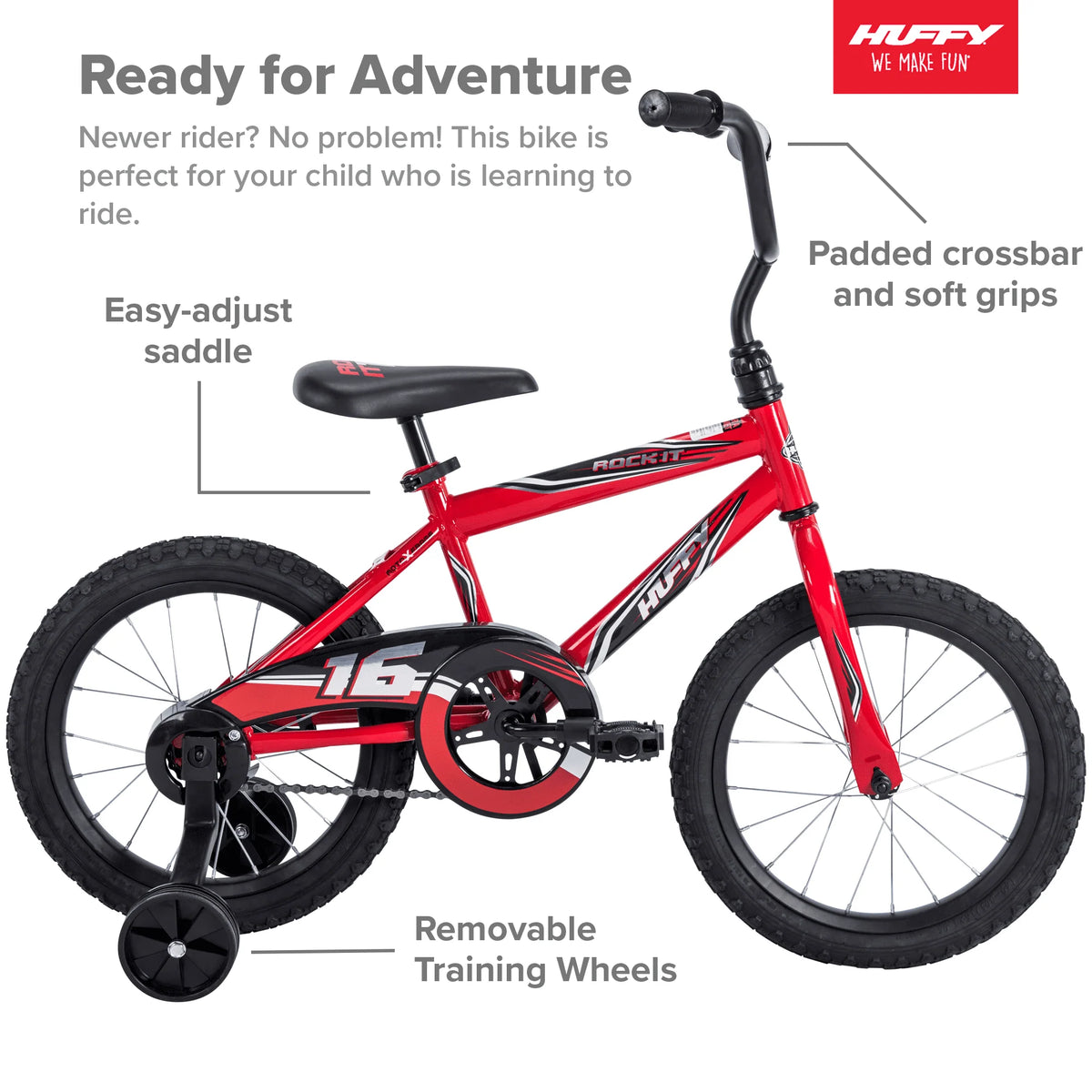 Huffy 16 In. Rock It Kids Bike for Boy Ages 4 and up, Child, Red - Product image 3