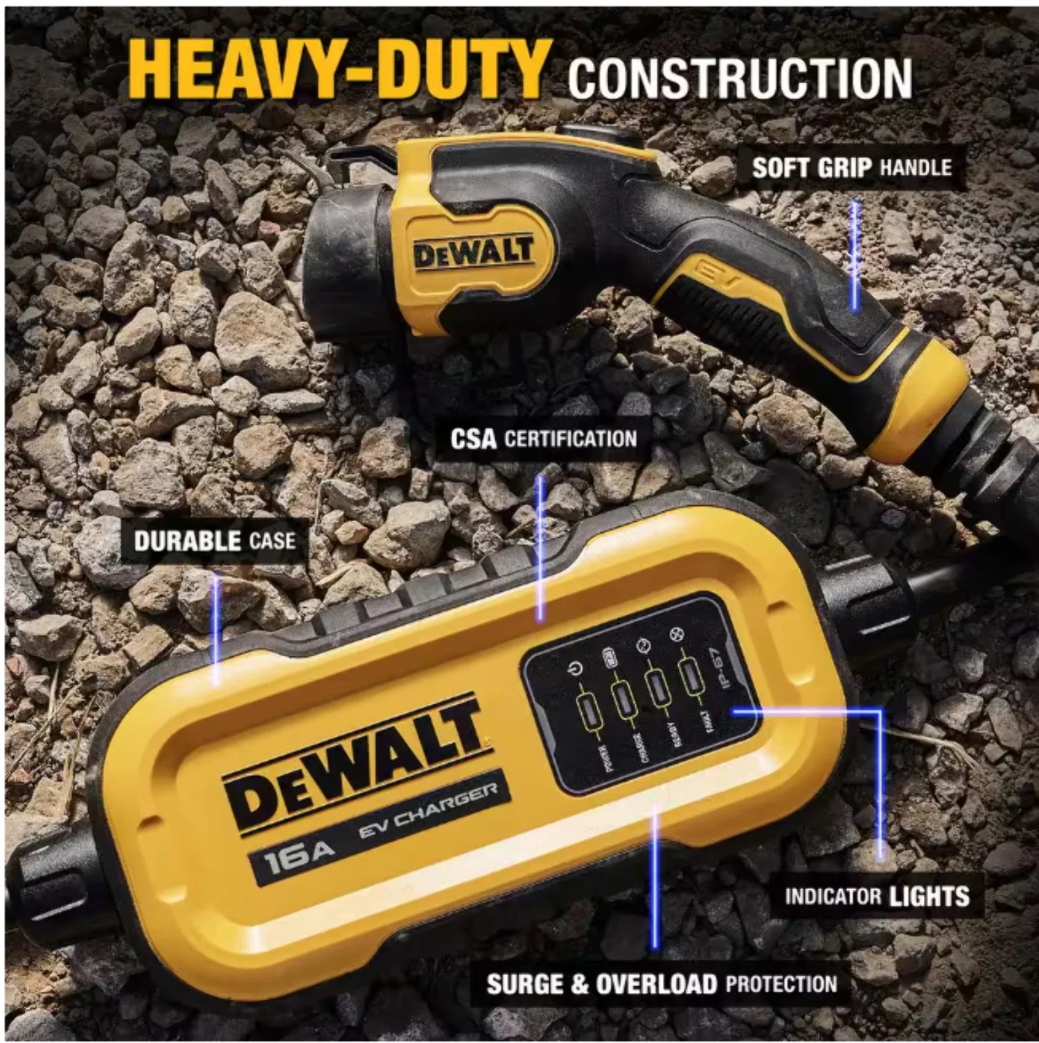 DEWALT Level - 2 Portable Electric Vehicle EV Charger up to 16 Amps, 120 - 240 - Volt AC 3.8 KW, 25 Ft - Product image 6