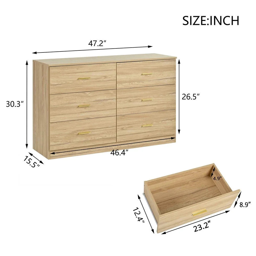 Kadyn Modern 6 Drawer Dresser Wood Cabinet, Dresser for Bedroom, Kitchen Storage Cabinet with Drawers - Product image 43