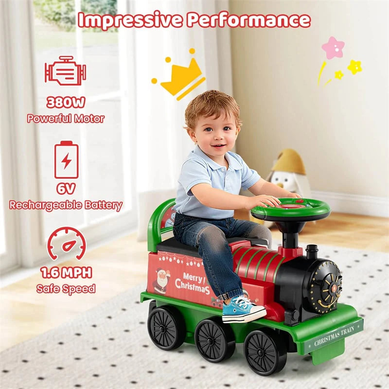 6V 2-Seater Ride On Train with Detachable Carriage, Under-Seat Storage, Whistle & Flashing LED Lights - Product image 20