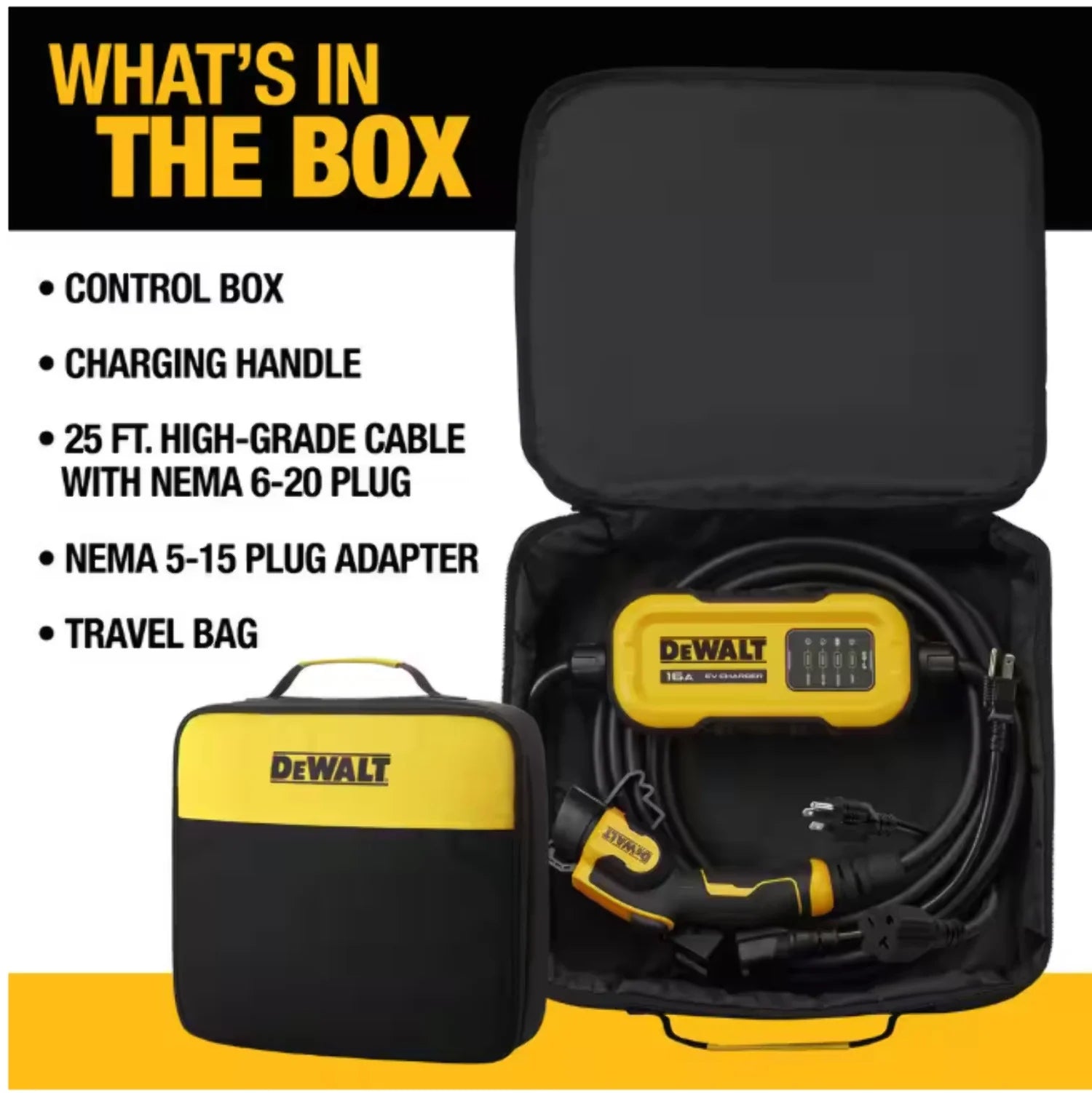 DEWALT Level - 2 Portable Electric Vehicle EV Charger up to 16 Amps, 120 - 240 - Volt AC 3.8 KW, 25 Ft - Product image 2