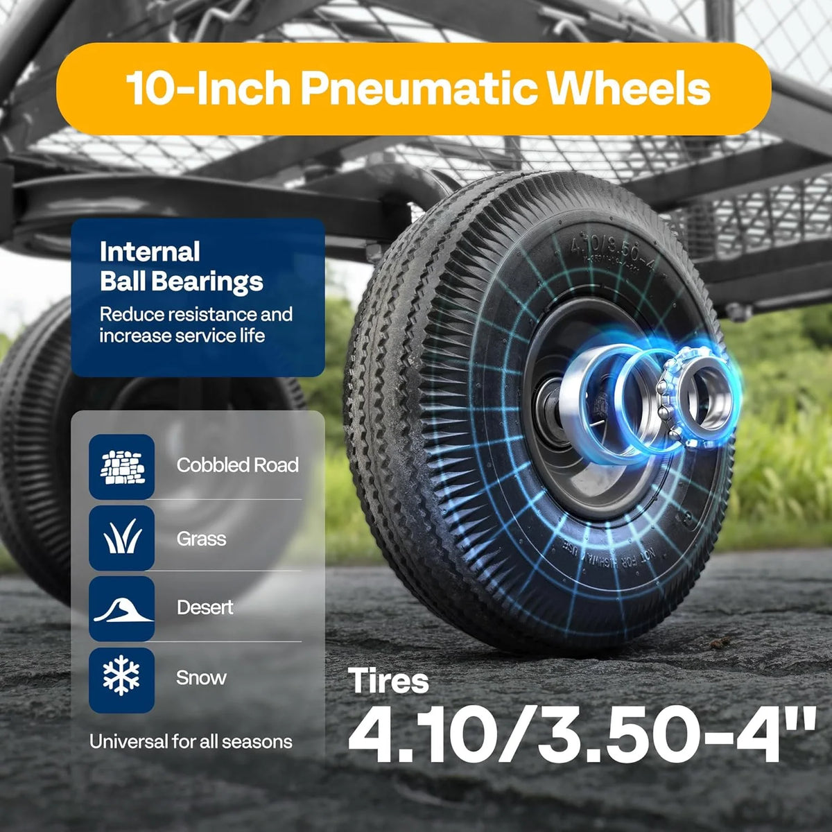 SPECSTAR Mesh Steel Garden Cart 880 lb Capacity, 38" x 21" Folding Utility Wagon with 10 in Wheels - Product image 21