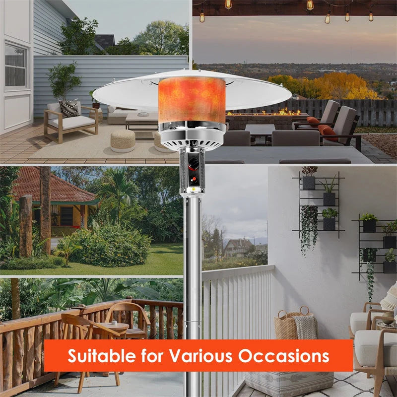 50, 000 BTU Propane Patio Heater, Standing Stainless Steel Outdoor Heater with Wheels, Triple Protection - Product image 20