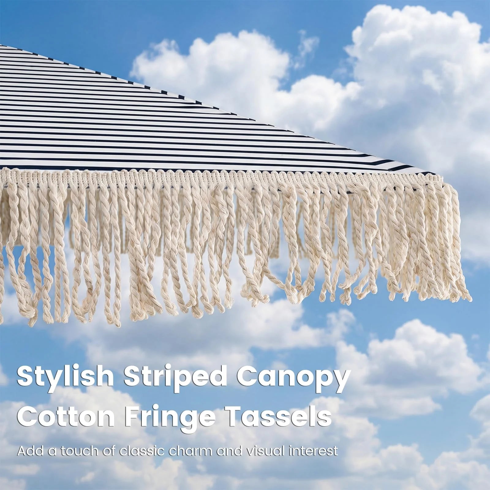 Tangkula 7Ft Patio Umbrella with Fringe for Deck Backyard Poolside - Product image 4