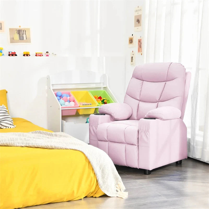 Kids Recliner Chair PU Leather Adjustable Lounge Sofa with Cup Holder, 3 Pockets & Retractable Footrest - Product image 65