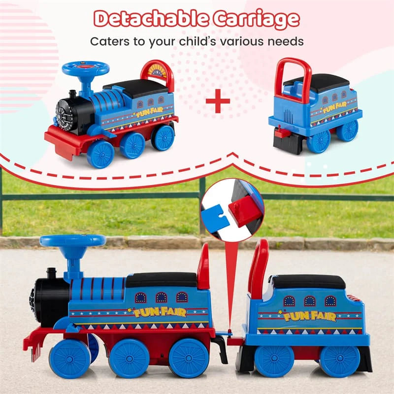 6V 2-Seater Ride On Train with Detachable Carriage, Under-Seat Storage, Whistle & Flashing LED Lights - Product image 29
