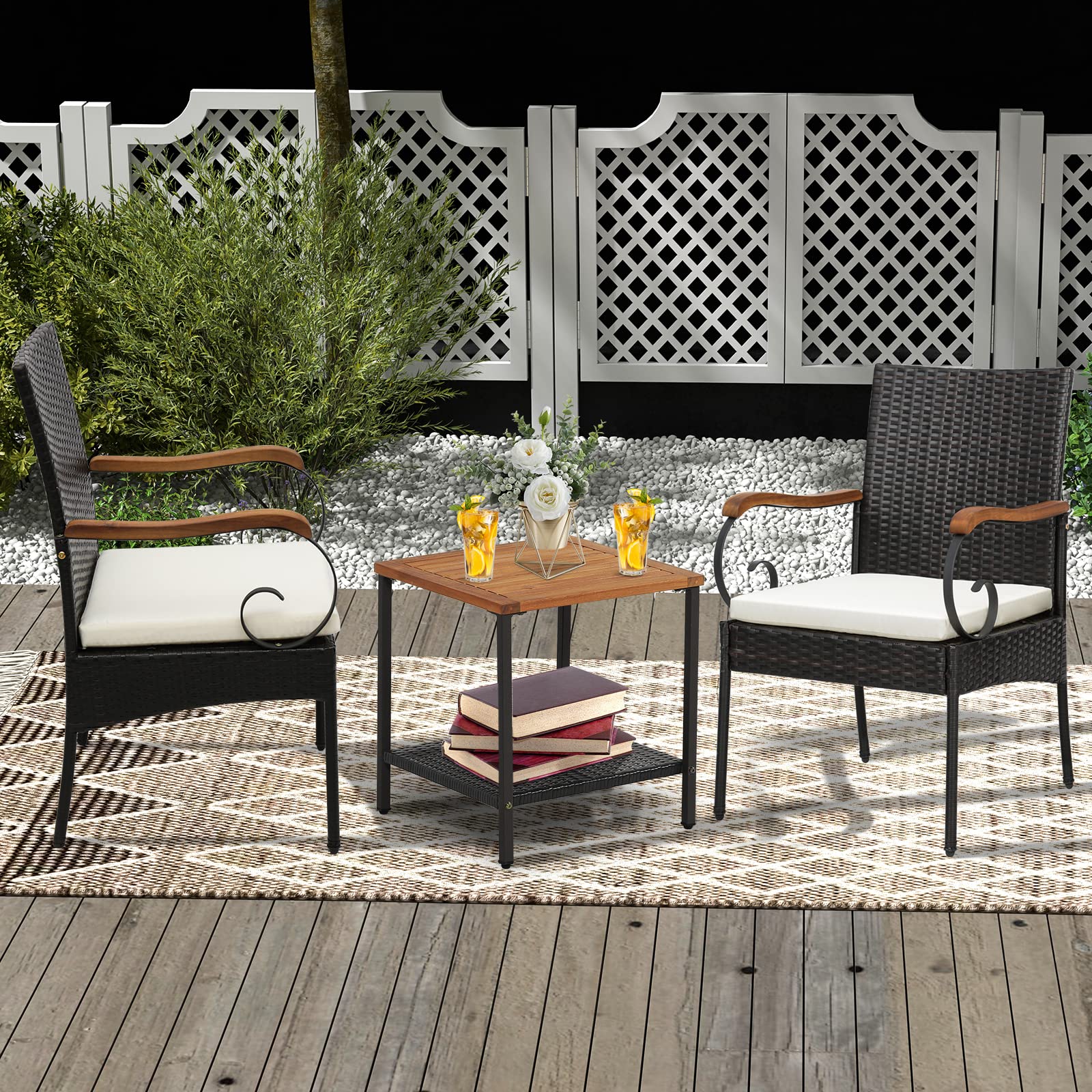 Set of 2, Outdoor PE Rattan Chairs with Soft Zippered Cushion, Heavy-Duty Metal Frame & All-Weather Wicker - Product image 2