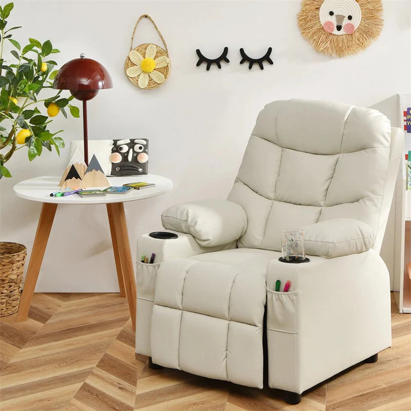 Kids Recliner Chair PU Leather Adjustable Lounge Sofa with Cup Holder, 3 Pockets & Retractable Footrest - Product image 51