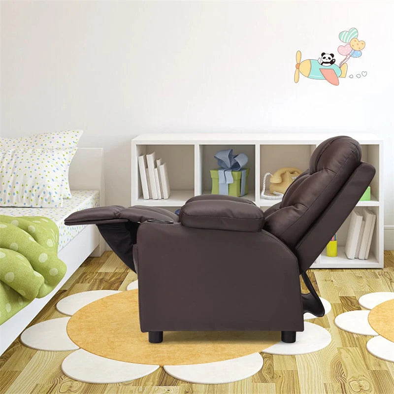 Kids Recliner Chair PU Leather Adjustable Lounge Sofa with Cup Holder, 3 Pockets & Retractable Footrest - Product image 7