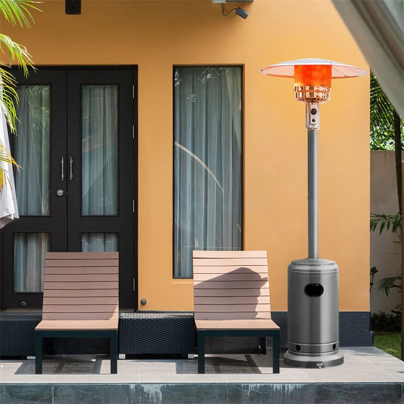 50, 000 BTU Propane Patio Heater, Standing Stainless Steel Outdoor Heater with Wheels, Triple Protection - Product image 48