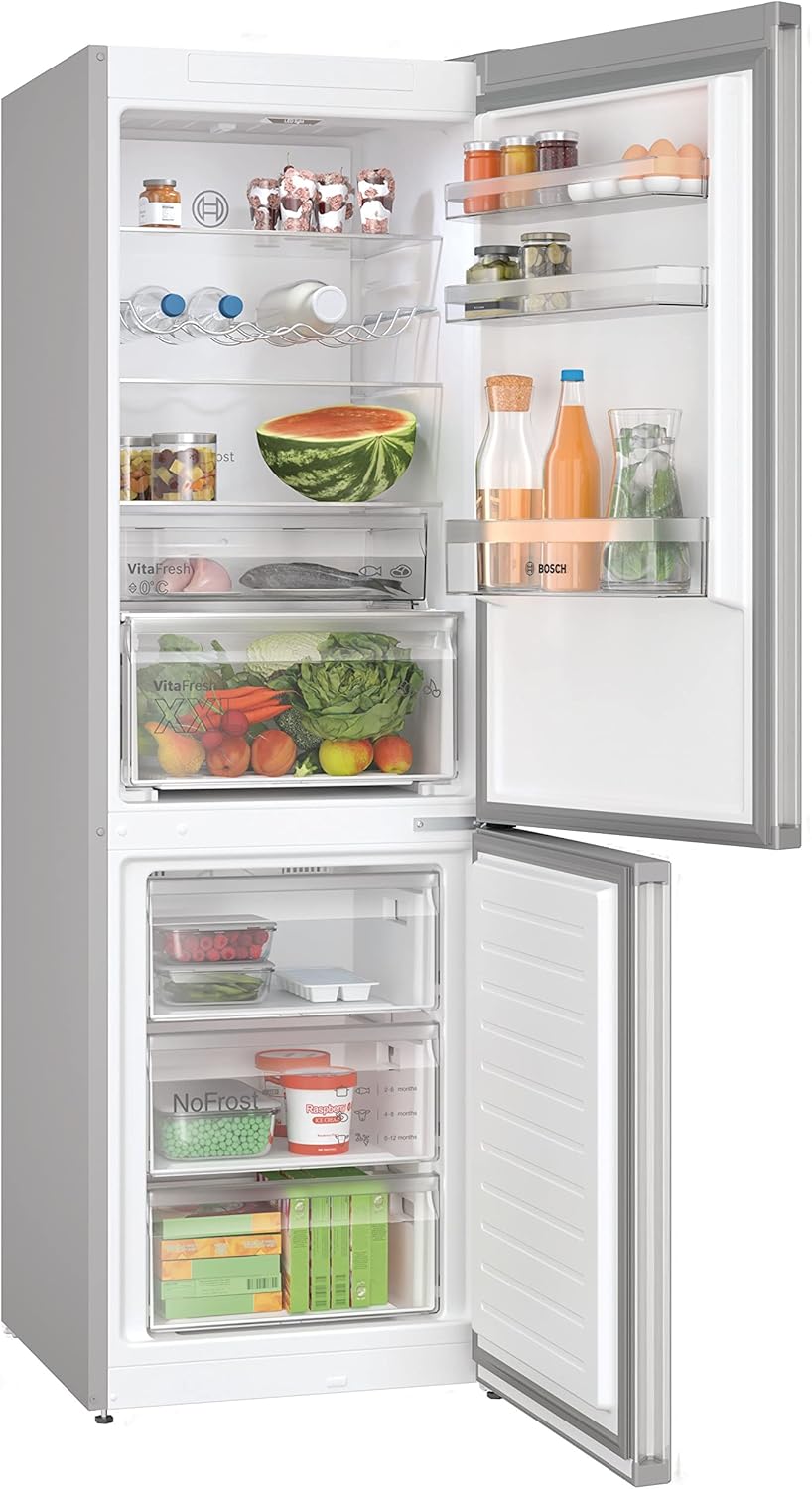 KGN367LDF- Series 4, Freestanding combined refrigerator, 186 x 60 cm, Stainless steel