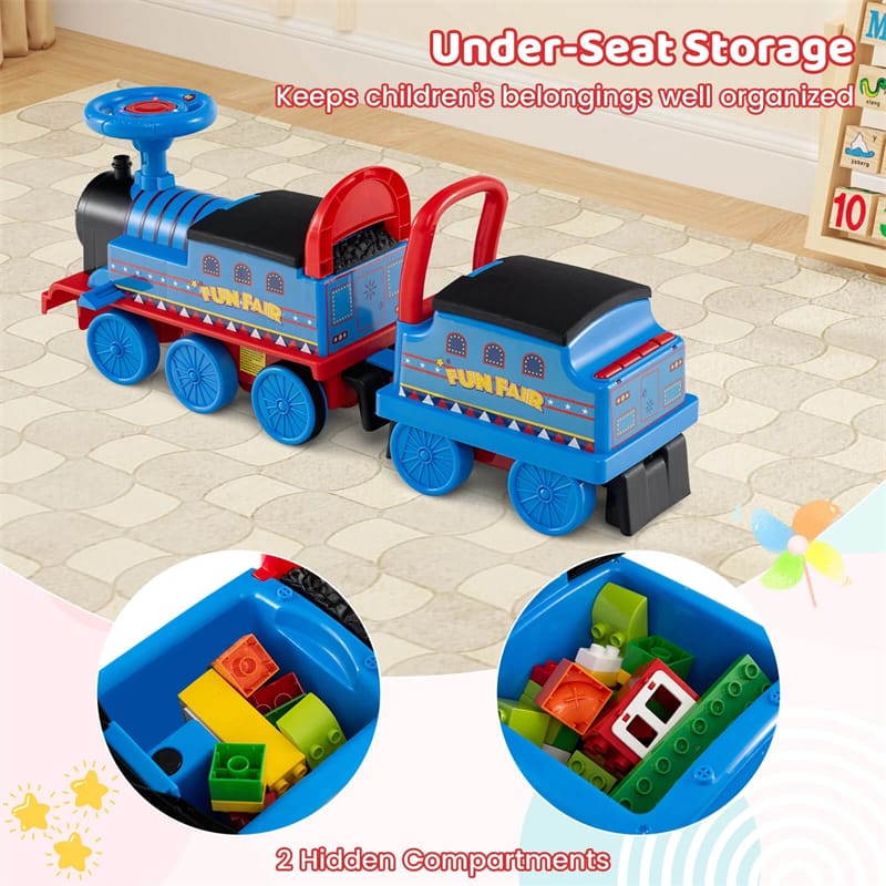 6V 2-Seater Ride On Train with Detachable Carriage, Under-Seat Storage, Whistle & Flashing LED Lights - Product image 31