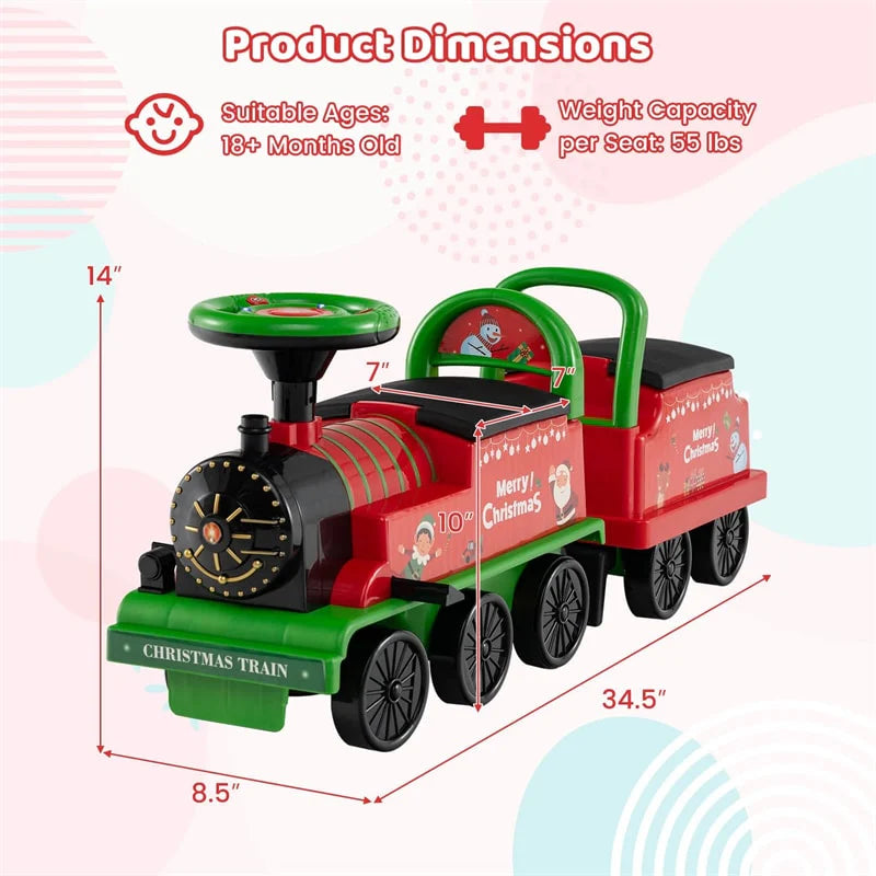 6V 2-Seater Ride On Train with Detachable Carriage, Under-Seat Storage, Whistle & Flashing LED Lights - Product image 15