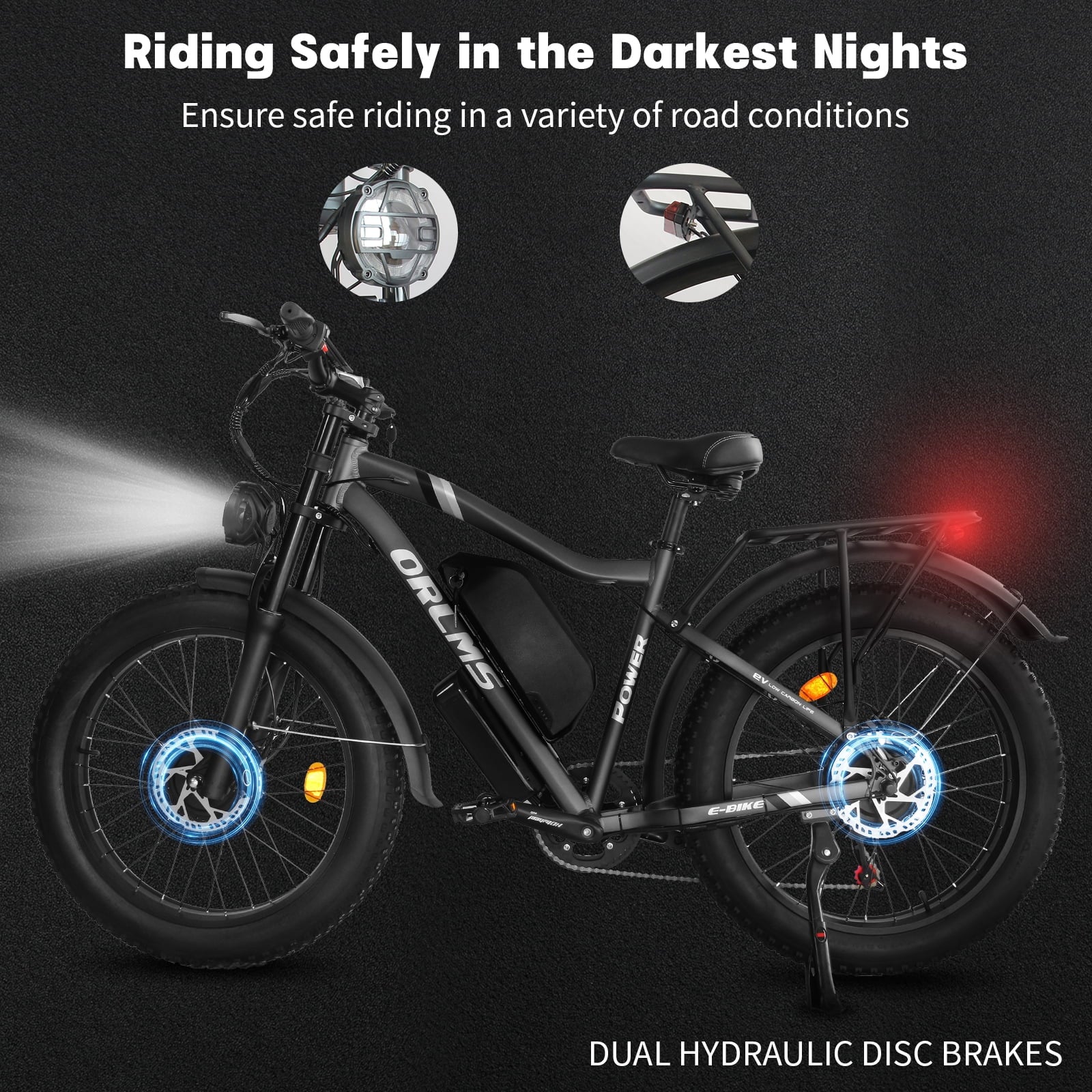 3000W Peak Dual Motor E - Bike, 52V 25AH Battery Elec - Tric Bike for Adults, 35MPH Mountain AWD 7 - Product image 9