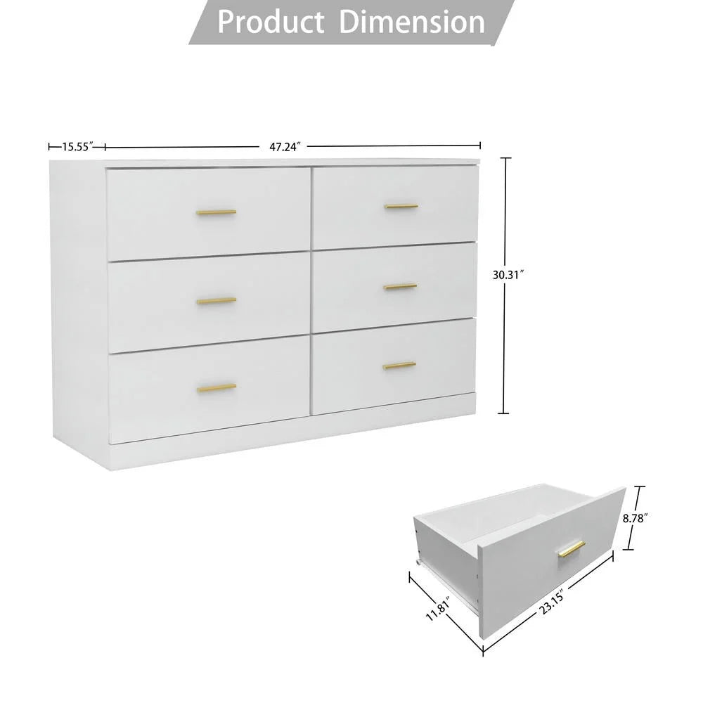 Kadyn Modern 6 Drawer Dresser Wood Cabinet, Dresser for Bedroom, Kitchen Storage Cabinet with Drawers - Product image 58
